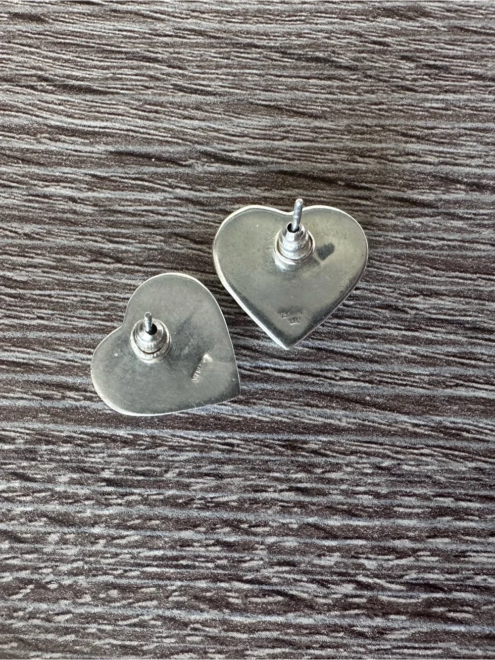 Vintage Sterling Silver Puffy Etched Pierced Heart Earrings 925